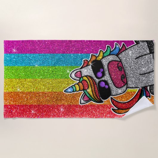 Rainbow Glitter Unicorn Sparkly LGBT+ Sparkles Strandlaken (Voorkant)