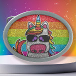 Rainbow Glitter Unicorn Sparkly LGBTQ Sparkles Gesp<br><div class="desc">De regenboogeenhoorn spaart helder met een faux glitter effect. Achtergrond heeft een licht glitter. Beschikbaar in andere schattige kawaii-tekenfilmtekens en veel andere kleurencombinaties.</div>