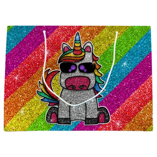 Rainbow Glitter Unicorn Sparkly LGBTQ+ Sparkles Groot Cadeauzakje (Voorkant)