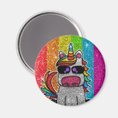 Rainbow Glitter Unicorn Sparkly LGBTQ Sparkles Magneet (Voorkant / Achterkant)