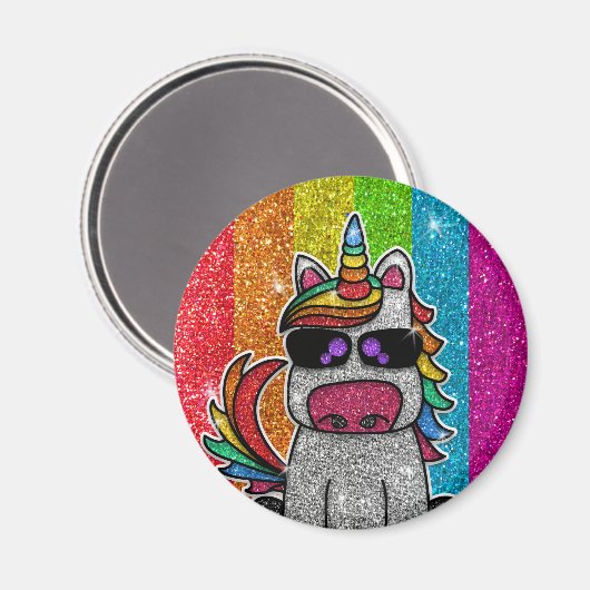 Rainbow Glitter Unicorn Sparkly LGBTQ Sparkles Magneet (Voorkant / Achterkant)