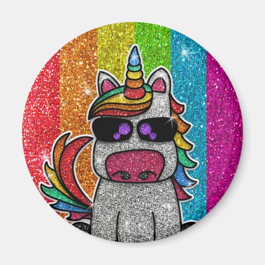 Rainbow Glitter Unicorn Sparkly LGBTQ Sparkles Magneet (Voorkant)
