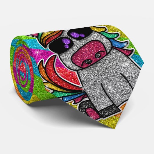 Rainbow Glitter Unicorn Sparkly LGBTQ Sparkles Stropdas (Opgerold)