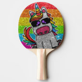 Rainbow Glitter Unicorn Sparkly LGBTQ+ Sparkles Tafeltennisbatje (Achterkant)