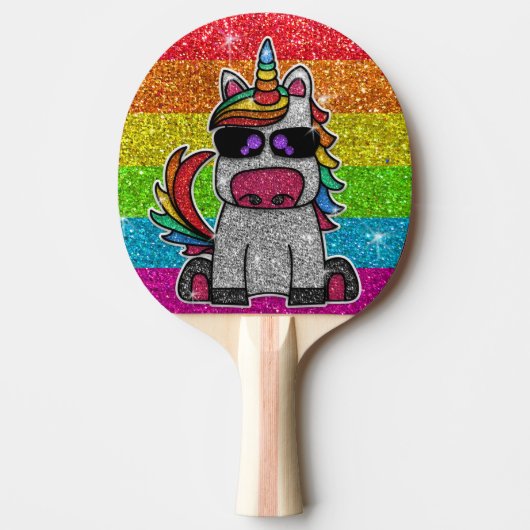 Rainbow Glitter Unicorn Sparkly LGBTQ+ Sparkles Tafeltennisbatje (Voorkant)