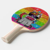 Rainbow Glitter Unicorn Sparkly LGBTQ+ Sparkles Tafeltennisbatje (Voorkant Gekanteld)