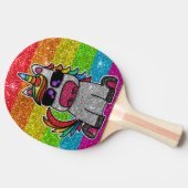 Rainbow Glitter Unicorn Sparkly LGBTQ+ Sparkles Tafeltennisbatje (Zijkant)