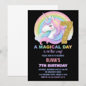 Rainbow Glitter Unicorn Verjaardag Uitnodigingen (Voorkant / Achterkant)