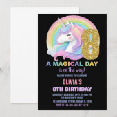 Rainbow Glitter Unicorn Verjaardag Uitnodigingen (Voorkant / Achterkant)