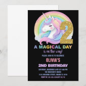 Rainbow Glitter Unicorn Verjaardag Uitnodigingen (Voorkant / Achterkant)