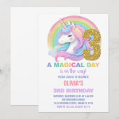 Rainbow Glitter Unicorn Verjaardag Uitnodigingen (Voorkant / Achterkant)