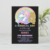 Rainbow Glitter Unicorn Verjaardag Uitnodigingen (Staand voorkant)