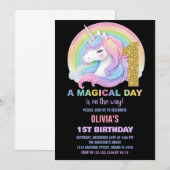 Rainbow Glitter Unicorn Verjaardag Uitnodigingen (Voorkant / Achterkant)
