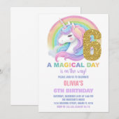 Rainbow Glitter Unicorn Verjaardag Uitnodigingen (Voorkant / Achterkant)