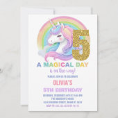 Rainbow Glitter Unicorn Verjaardag Uitnodigingen (Voorkant)