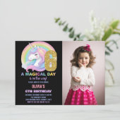 Rainbow Glitter Unicorn Verjaardag Uitnodigingen f (Staand voorkant)