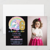 Rainbow Glitter Unicorn Verjaardag Uitnodigingen f (Voorkant / Achterkant)