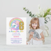 Rainbow Glitter Unicorn Verjaardag Uitnodigingen f (Staand voorkant)