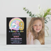Rainbow Glitter Unicorn Verjaardag Uitnodigingen f (Staand voorkant)