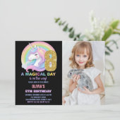 Rainbow Glitter Unicorn Verjaardag Uitnodigingen f (Staand voorkant)