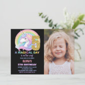 Rainbow Glitter Unicorn Verjaardag Uitnodigingen f (Staand voorkant)