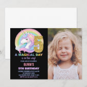 Rainbow Glitter Unicorn Verjaardag Uitnodigingen f (Voorkant / Achterkant)