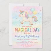 Rainbow Glitter Unicorn verjaardagsuitnodiging Kaart (Voorkant)