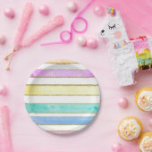 Rainbow Glitter waterverf stripe party borden Papieren Bordje (Feest)