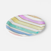 Rainbow Glitter waterverf stripe party borden Papieren Bordje (Gekanteld)