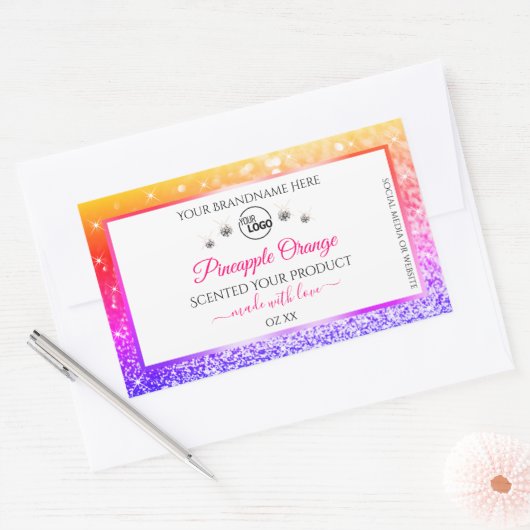 Rainbow Glitter White Product Labels Logo Diamonds (Envelop)