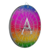 Rainbow Glitter Yellow Green Paars Name Dartboard Dartbord (Voorkant Links)