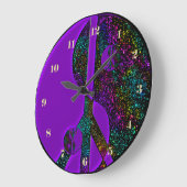 Rainbow Glitter Yin Yang Peace Sign Clock Grote Klok (Hoek)