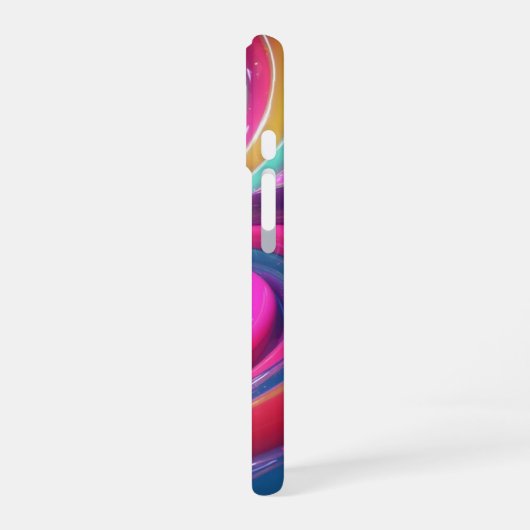Rainbow Glossy Swirl 3D Abstract iPhone 16 Hoesje (Linkerkant)