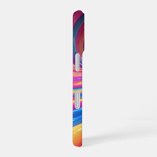 Rainbow Glossy Swirl 3D Abstract iPhone 16 Hoesje (Rechterkant)