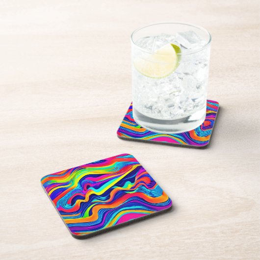 Rainbow Glow abstract Pattern Bier Onderzetter (Rechterzijde)