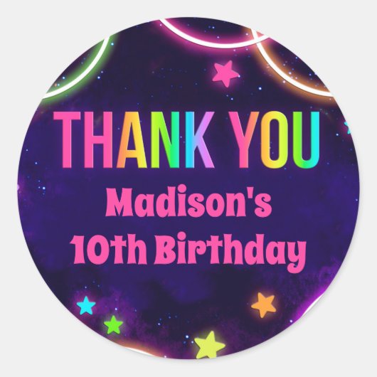 Rainbow Glow Birthday Party Stickers (Voorkant)