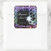 Rainbow Glow Masquerade Masker Verjaardagsfeestje Vierkante Sticker (Tas)