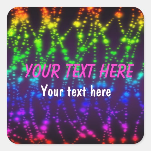 Rainbow Glow neon party sticker label (Voorkant)