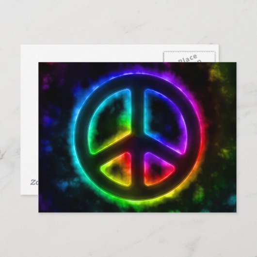 Rainbow Glow Peace Sign Briefkaart (Voorkant / Achterkant)