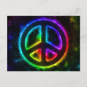 Rainbow Glow Peace Sign Briefkaart