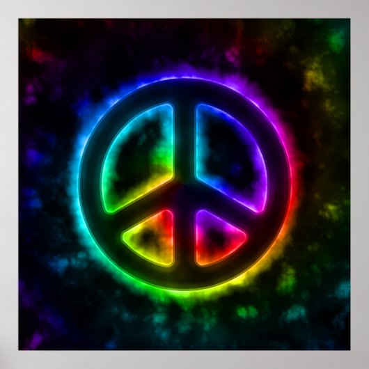 Rainbow Glow Peace Sign Poster (Voorkant)