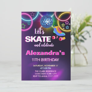 Rainbow Glow Roller Schaatsen Disco Party Verjaard Kaart