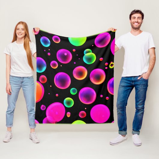 Rainbow Glowing Bubble Dream Fleece Deken (In situ)