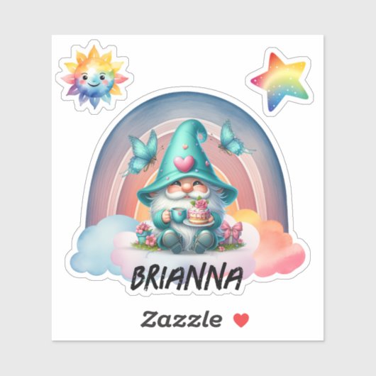 Rainbow Gnome Dreams,  Cloud Sticker (Vel)