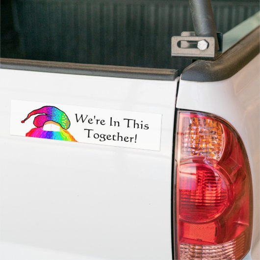 Rainbow Gnome Face & Mask: We zijn hier samen in Bumpersticker (Op Truck)