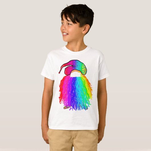 Rainbow Gnome met een masker T-shirt (Voorkant volledig)