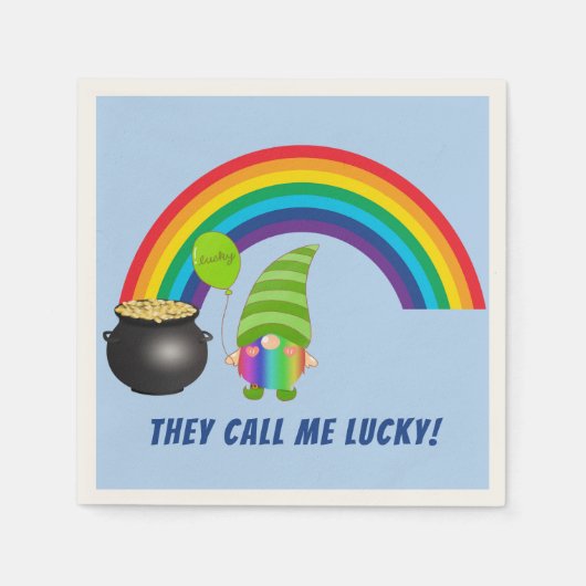 Rainbow Gnome Pot of Gold St Patricks Cocktail Servet (Voorkant)