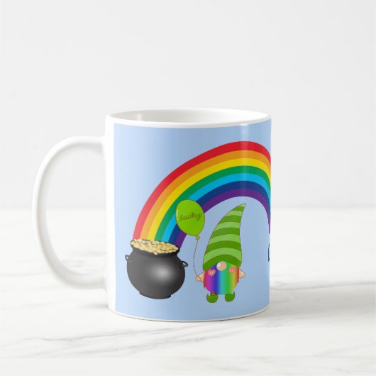 Rainbow Gnome Pot of Gold St Patricks Day Koffiemok (Links)