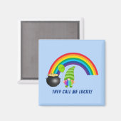 Rainbow Gnome Pot of Gold St Patricks Day Magneet (Voorkant / Achterkant)