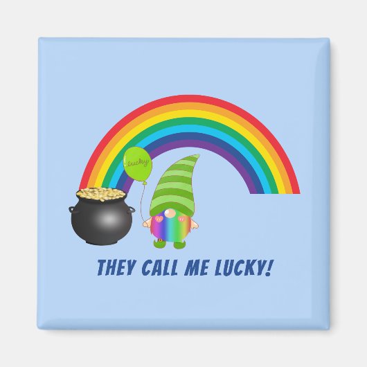 Rainbow Gnome Pot of Gold St Patricks Day Magneet (Voorkant)